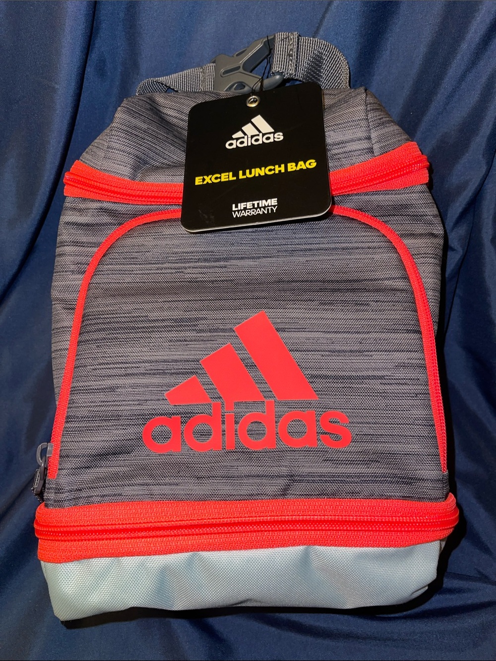 adidas Gray Heather Lunch Bag with Bright Pink Accents